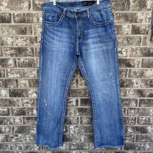 TK Axel Jeans Mens 36x34 Blue Vintage Boot Weston Flap Pocket Baggy Distressed